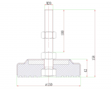 831-D180固定底腳帶橡膠底盤